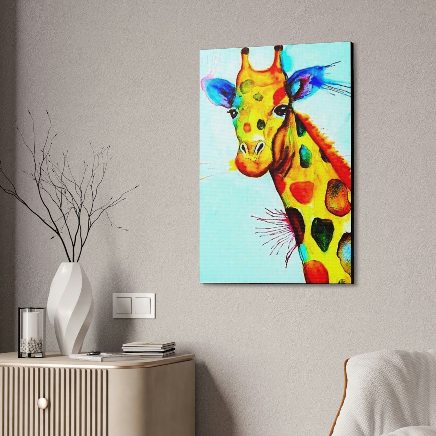 [Watercolor Giraffe] Canvas Stretched, 1.5''