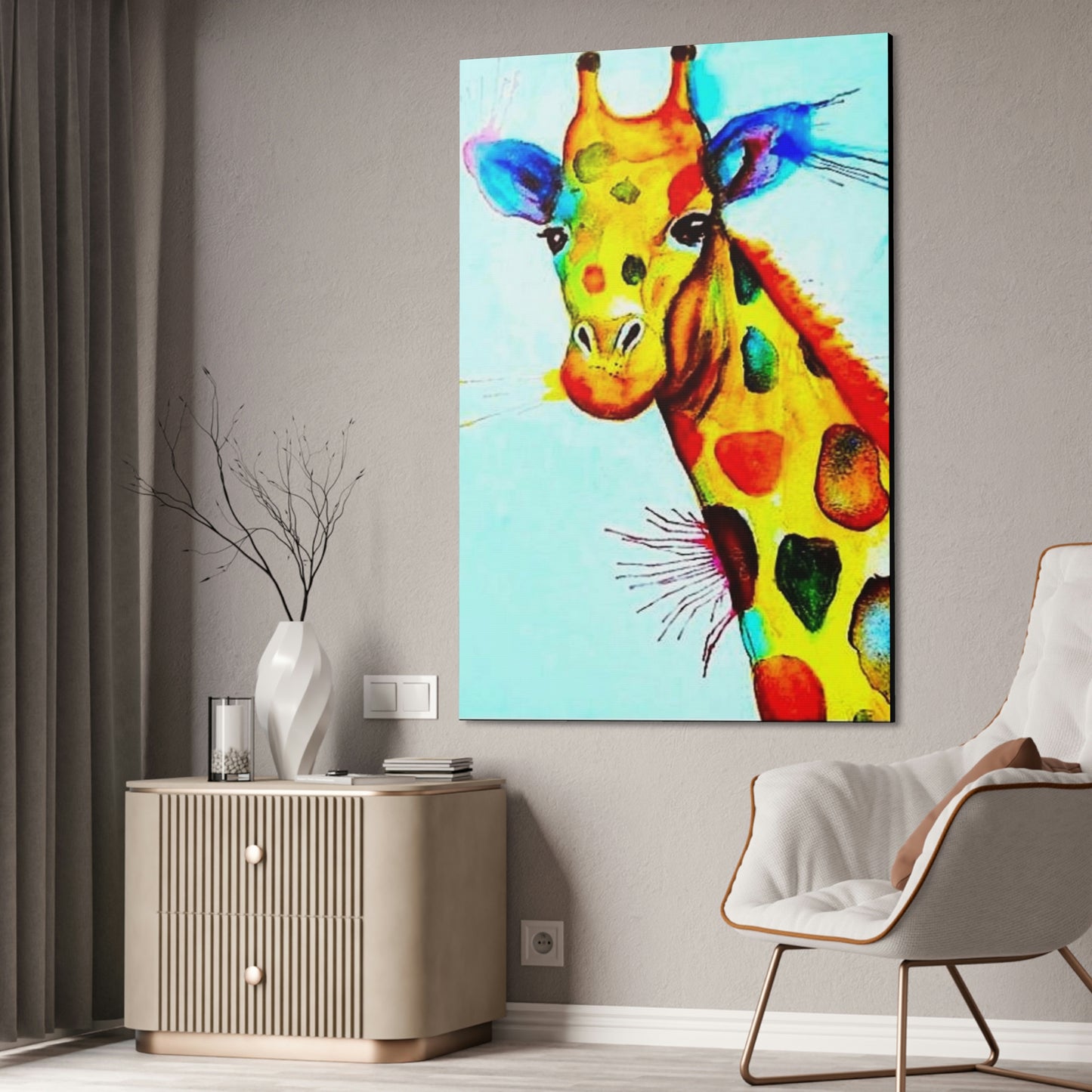 [Watercolor Giraffe] Canvas Stretched, 1.5''
