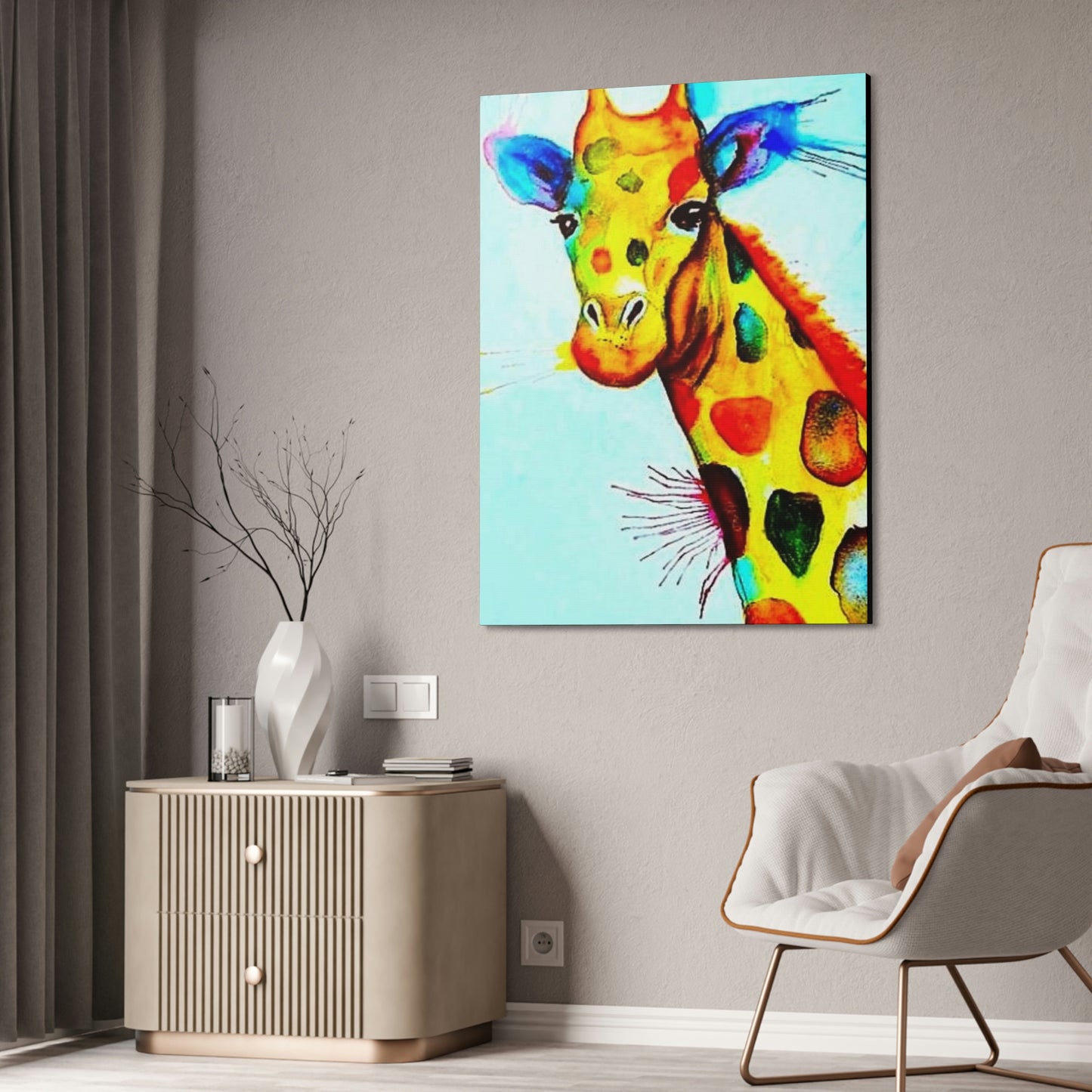 [Watercolor Giraffe] Canvas Stretched, 1.5''